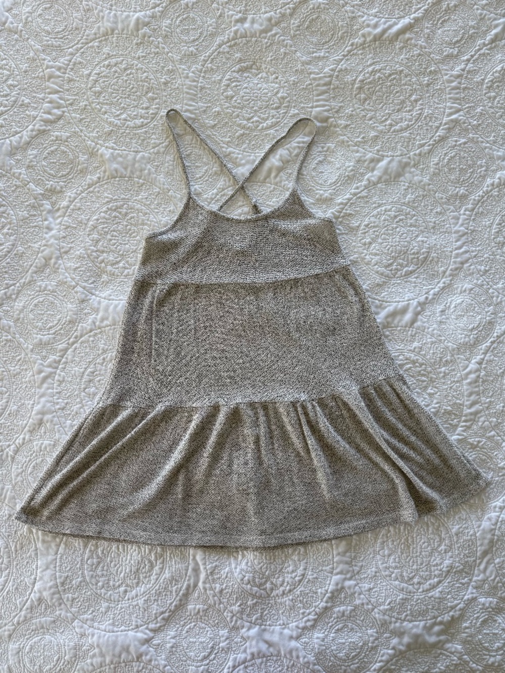 Grey Racerback Tiered Flowwy Mini Dress | Size S 96% cotton